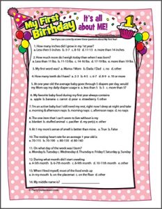 Baby's 1st Birthday Trivia Game - First Birthday Party