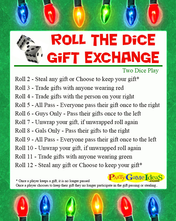 Roll the Dice Gift Exchange Games Christmas Party