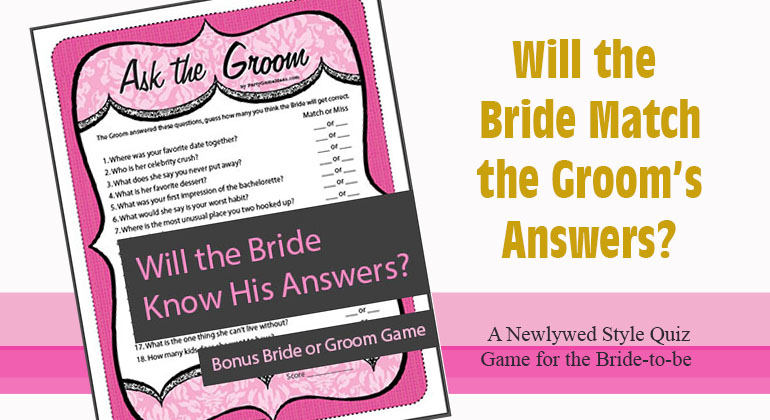 Ask The Groom Bridal Shower Game