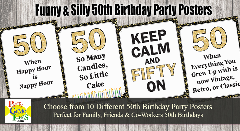 50th Birthday Posters Funny Silly Party Signs For 50 Birthdays 